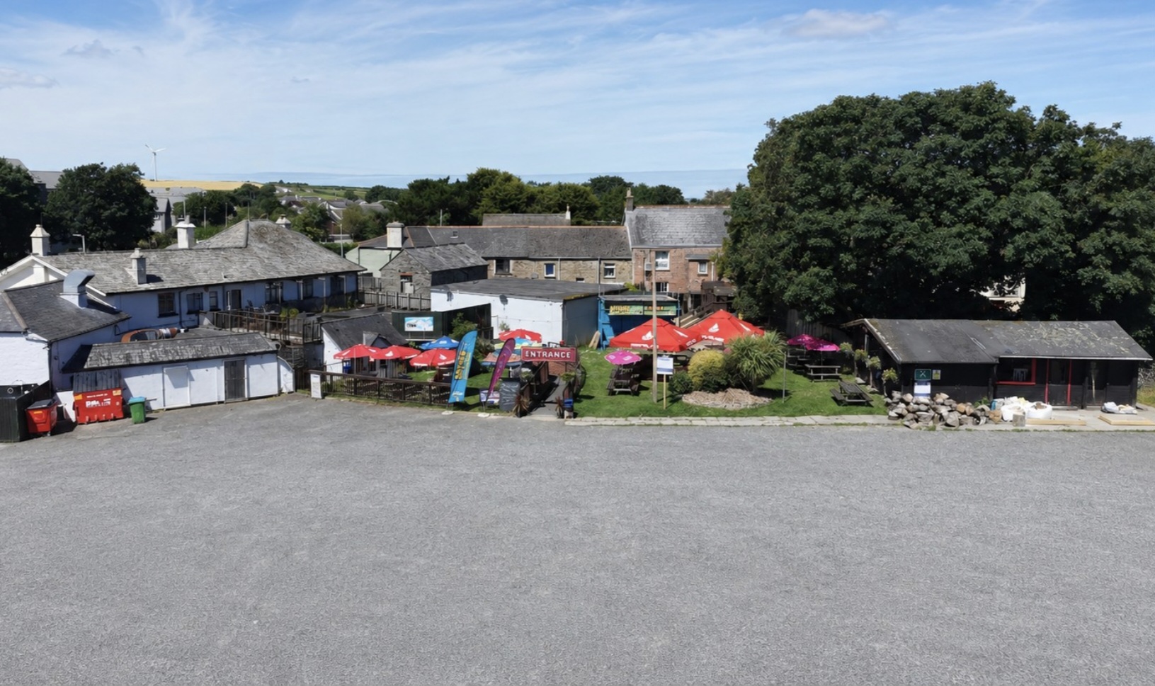 Car park and entrance at The Quintrell Inn near Newquay, Cornwall